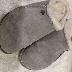 Birkenstock Zermatt Premium Suede Leather Shearling Slippers Stone Coin Grey